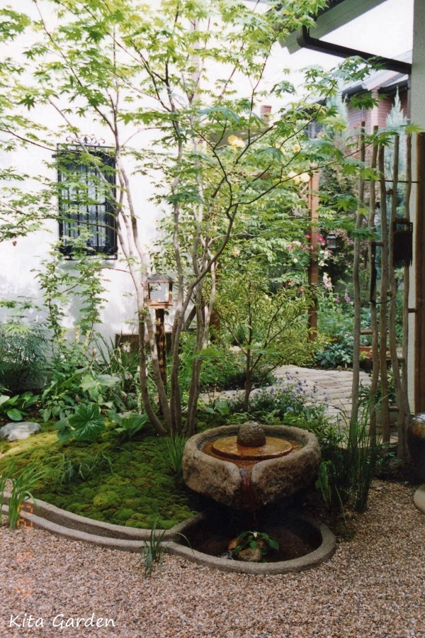 芦屋市H様邸の和風の庭と水の景