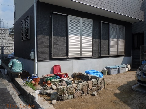 西宮の外構石積み施工写真