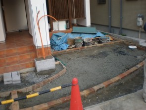 大阪箕面市の新築外構の土間工