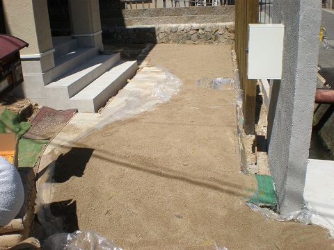 宝塚市の新築外構アプローチ洗い出し工