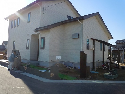 岡山県の新築外構の門周り工事