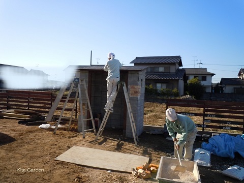 岡山県の新築外構のガーデン物置工事