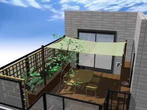 大阪の屋上のお庭のリフォームのプラン図面