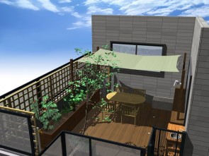 大阪の屋上のお庭リフォームプラン図面