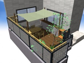 大阪の屋上のお庭のリフォームのプラン図面