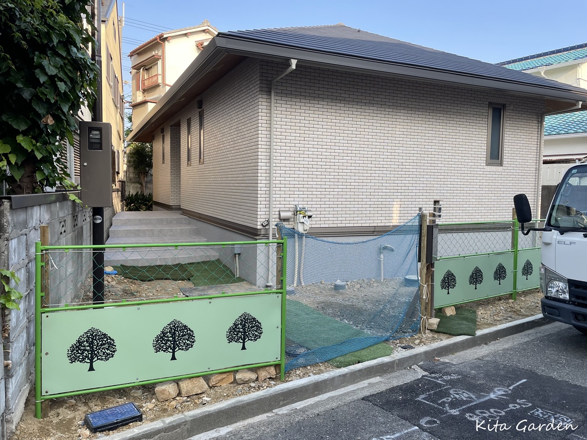 尼崎市の平屋の新築外構庭工事