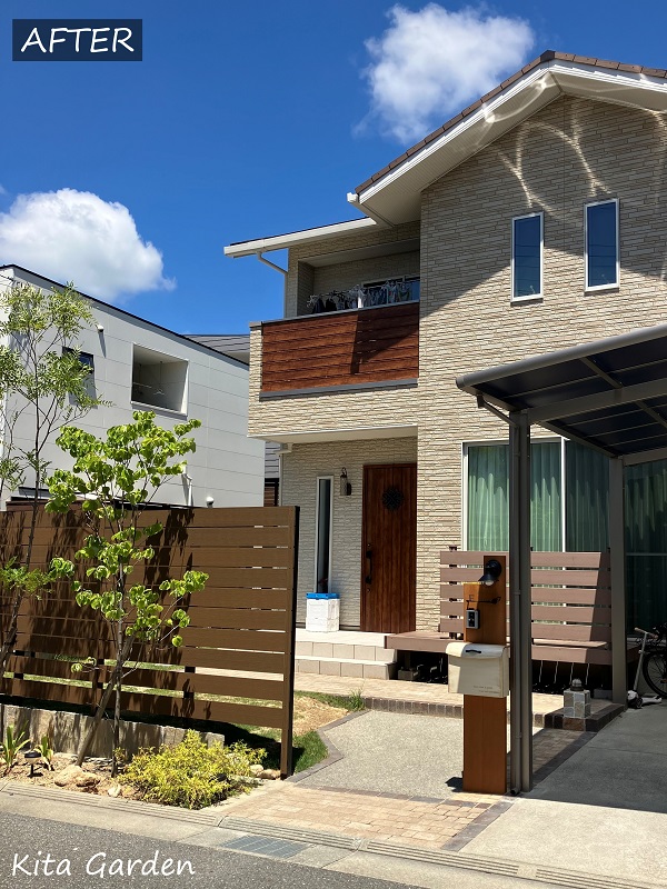 宝塚市の芝生の庭のリフォーム工事