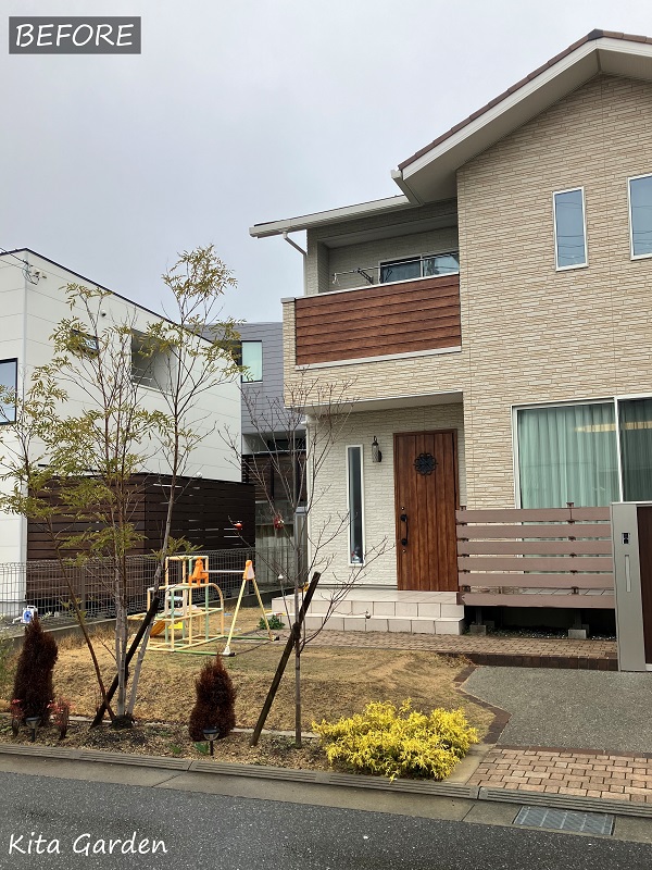 宝塚市の芝生の庭のリフォーム工事