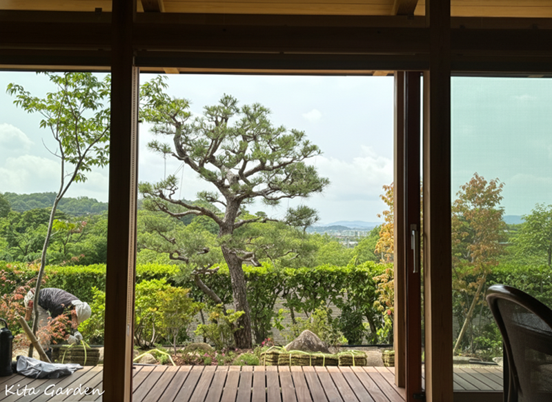 吹田市での庭工事で植えた和の植栽
