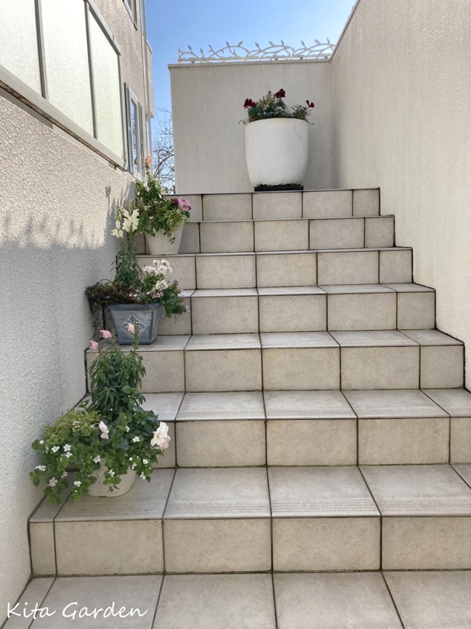 芦屋市でコンテナを使ったアプローチガーデン