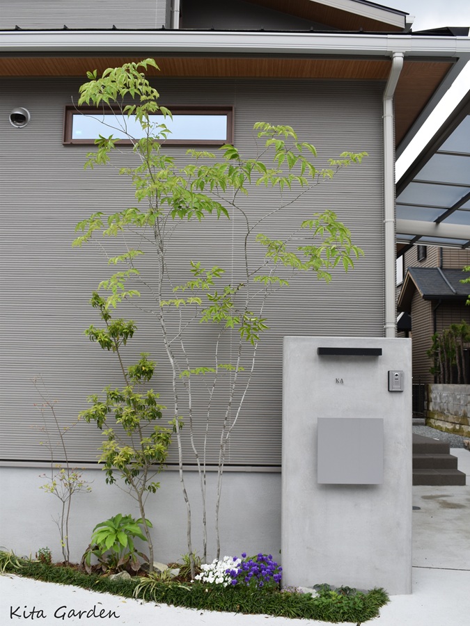 川西市のモダン外構の植栽