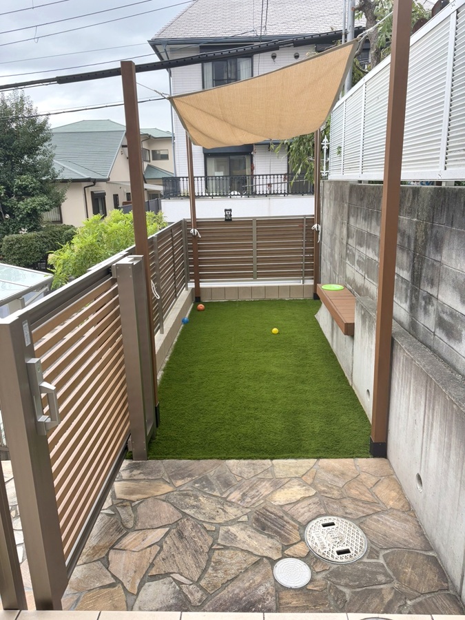 吹田市庭リフォームで施工したペットガーデン