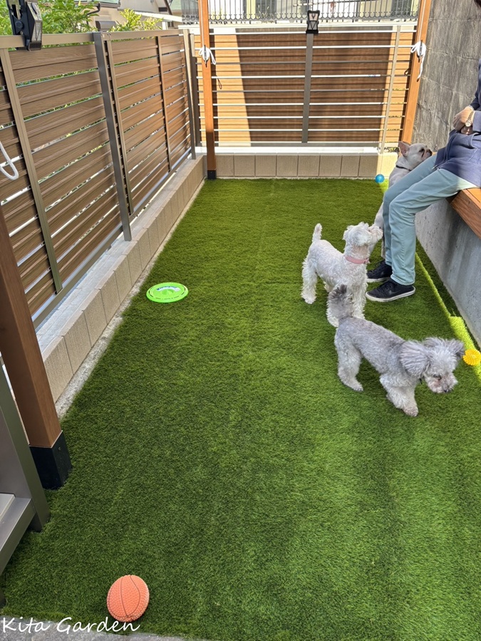 吹田市庭リフォームで施工したペットガーデン