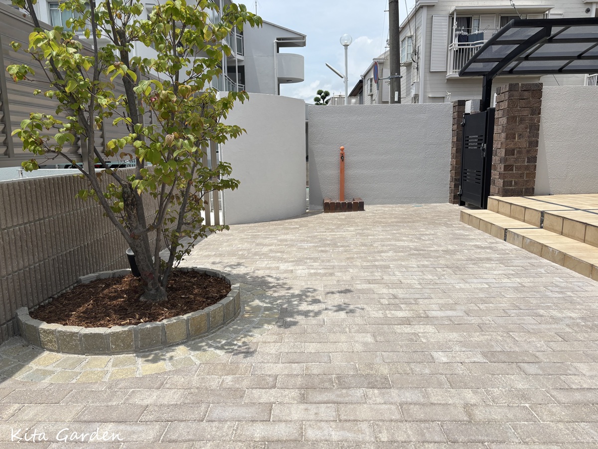 伊丹市庭リフォーム施工事例インターロッキング舗装